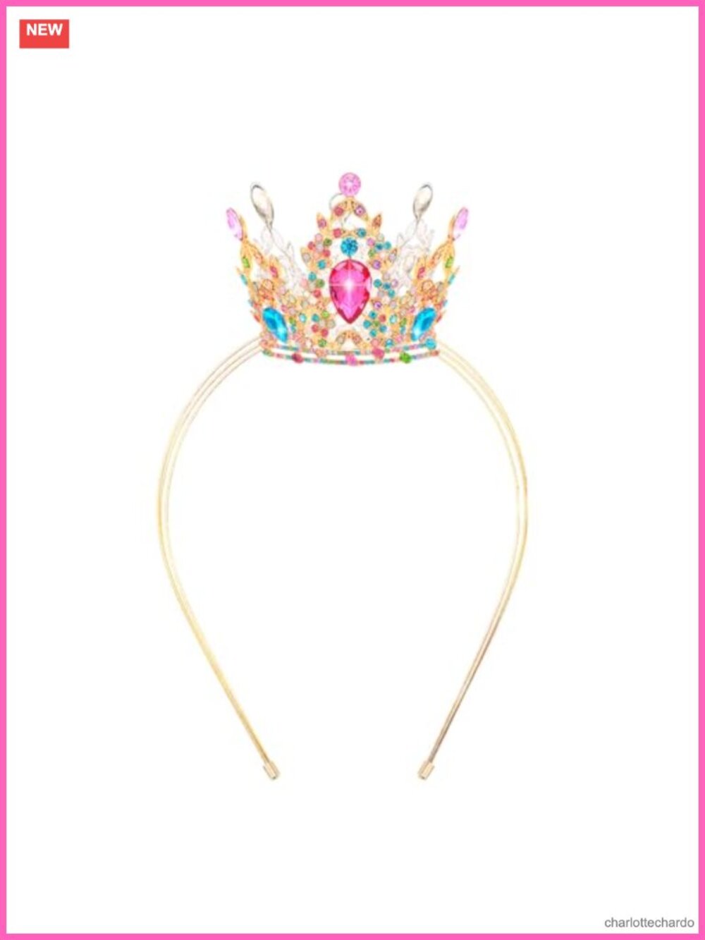Gold Plated Rhinestone Crystal Tiara Headband 2-Piece Bridal Wedding Crown